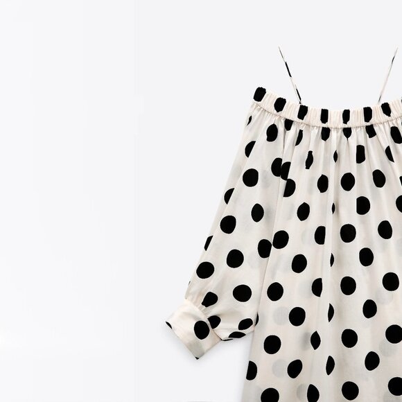 NWT Zara off-white ecru and black polka dot dress, S - Picture 12 of 15